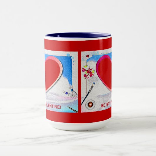 絵を描Valentineハート写真の追加 マグカップ (中央)