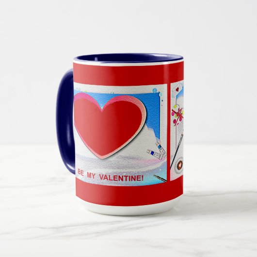 絵を描Valentineハート写真の追加 マグカップ (正面左)