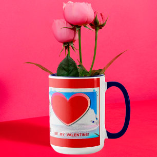 絵を描Valentineハート写真の追加 マグカップ