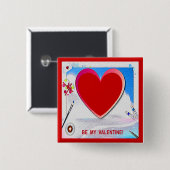 絵を描Valentineハート写真の追加 缶バッジ (正面&裏面)