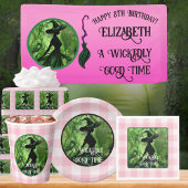 絵を描Wickly Good Witch Pink & Green Gingham ペーパープレート