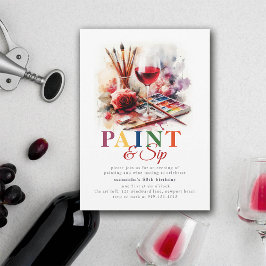 絵を描Wine Artの絵を描パーティー50誕生日 招待状