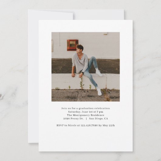 絵を描Word編集可能カラー卒業招待状 招待状 (裏面)