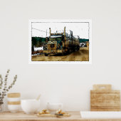 絵を運転する青い貨物トラックのハイウェー ポスター (キッチン)