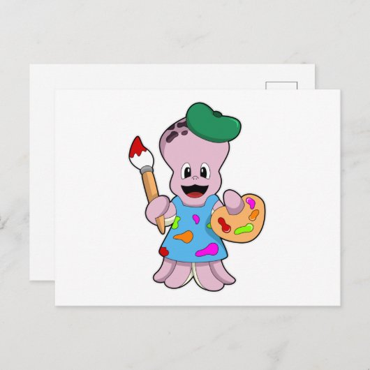 絵師としてのタコとブ絵を描ラシ ポストカード (正面/裏面)