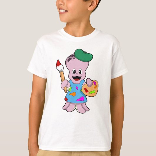 絵師としてのタコとブ絵を描ラシ Tシャツ (正面)