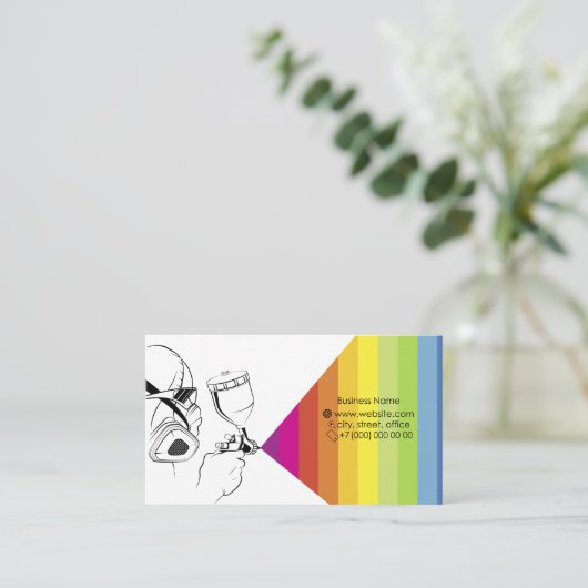 絵師の名刺を手にスプレー銃 名刺 (スタンド正面)