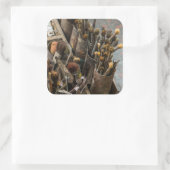 絵師絵を描筆と古木箱 スクエアシール (バッグ)