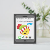 絵文字おもしろいをテーマにしたハッピークリスマスグリーティング 案内ポストカード (スタンド正面)