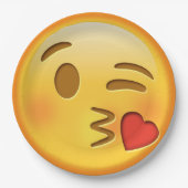 絵文字おもしろいキス紙プレート ペーパープレート (正面)