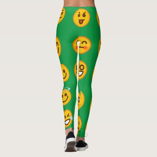 絵文字おもしろいレギンス |かわいいグリーンレギンス レギンス (裏面)