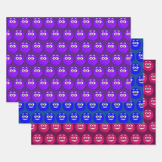 絵文字おもしろい顔タイル模様 ラッピングペーパーシート (セット)