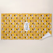 絵文字😊おもしろい黄色顔 ビーチタオル (正面)