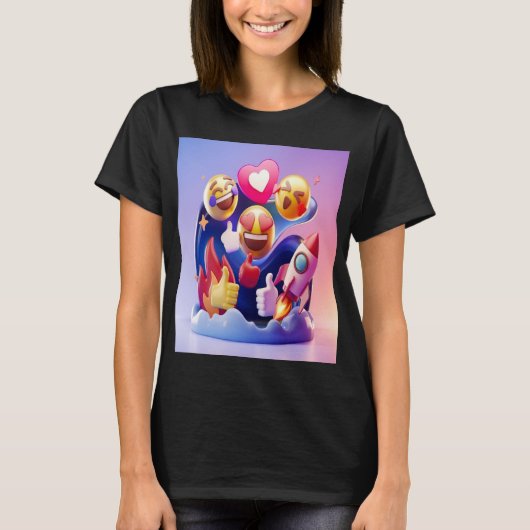 絵文字がおもしろいを解き放カラフルち Tシャツ (正面)