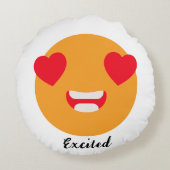 絵文字のスマイルを広げる日：興奮した絵文字 ラウンドクッション (裏面)