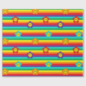 絵文字のデイジーを笑顔に変ストライプえる ラッピングペーパー (フラット)