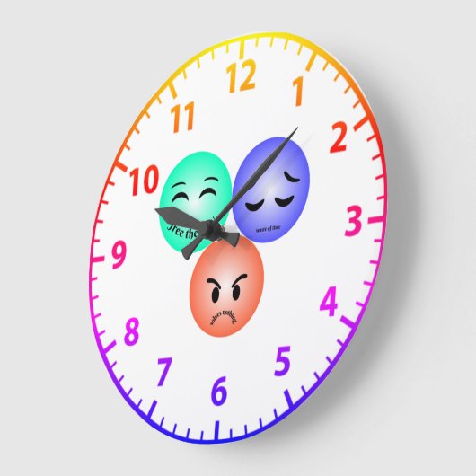 絵文字の感覚に幸せ、悲しみ、怒引用文   ラージ壁時計 (傾斜)