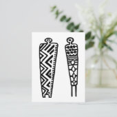 絵文字の男性-白黒 ポストカード (スタンド正面)