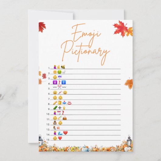 絵文字の絵の赤ちゃんシャワーゲーム小さなかぼちゃ 招待状 (正面)