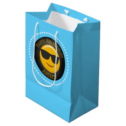 絵文字の誕生日パーティーパーソナライズされた（2018年） ミディアムペーパーバッグ (正面アングル)