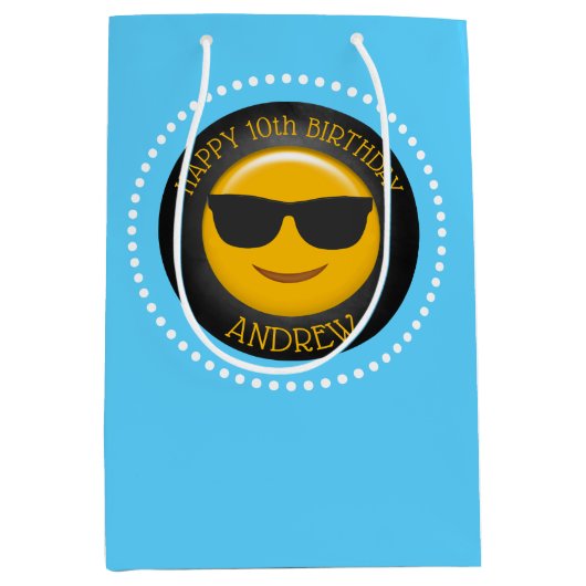 絵文字の誕生日パーティーパーソナライズされた（2018年） ミディアムペーパーバッグ (正面)