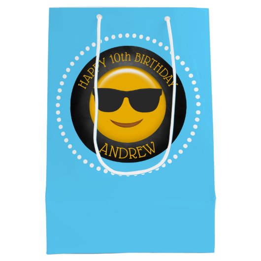 絵文字の誕生日パーティーパーソナライズされた（2018年） ミディアムペーパーバッグ (裏面)