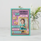 絵文字の誕生日パーティー ケータイ電話 テキスト招待状 招待状 (スタンド正面)