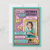 絵文字の誕生日パーティー ケータイ電話 テキスト招待状 招待状 (正面)