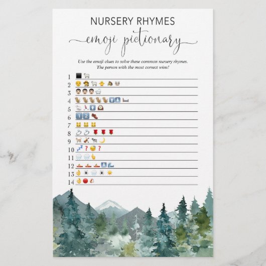 絵文字の赤ちゃんシャワーゲーム素朴な山々 (正面)