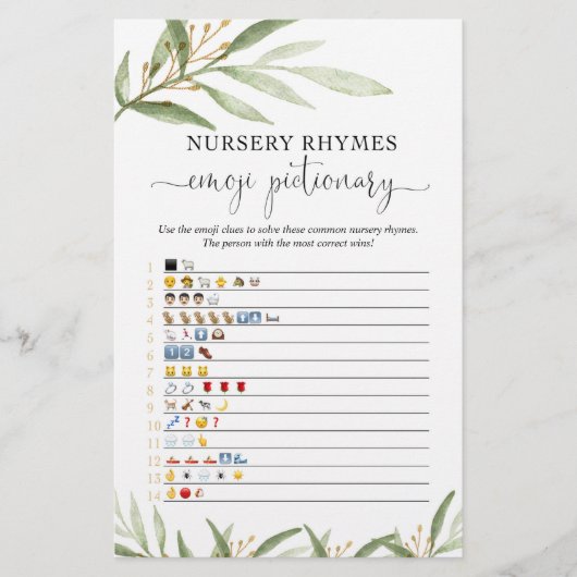 絵文字の赤ちゃんシャワーゲーム金ゴールド緑 (正面)