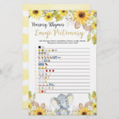 絵文字の赤ちゃんシャワーゲーム黄色い象 (正面/裏面)