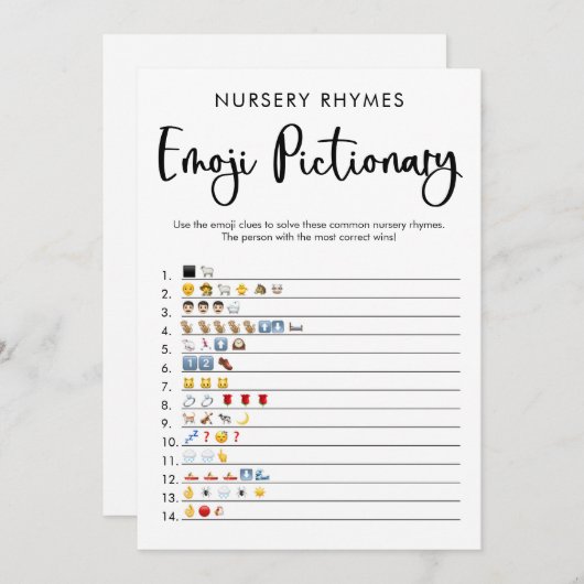 絵文字の赤ちゃんシャワーゲー男女兼用ム 招待状 (正面/裏面)