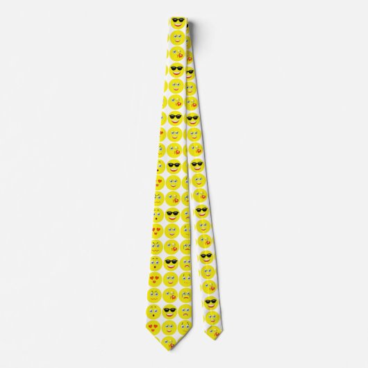 絵文字の黄おもしろい色と白 ネクタイ (正面)