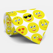 絵文字の黄おもしろい色と白 ネクタイ (ロール)