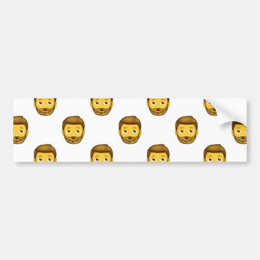 絵文字ひげを生やした男 バンパーステッカー (正面)