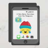 絵文字をテーマにしたハッピークリスマスグリーティング シーズンカード (正面/裏面)