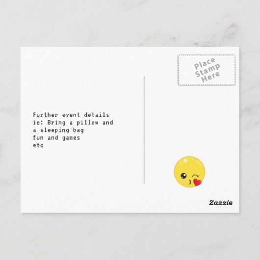 絵文字をテーマにした誕生日パーティー ポストカード (裏面)