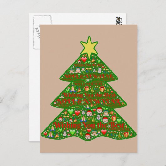 絵文字アートクリスマスツリーホリデーポストカード シーズンポストカード (正面/裏面)