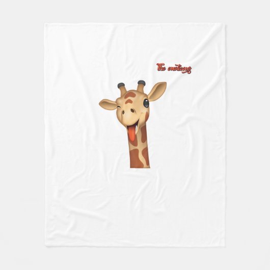 絵文字ウィンキング舌アウトgiraffe顔 フリースブランケット (正面)