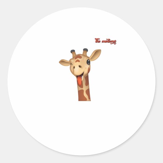 絵文字ウィンキング舌アウトgiraffe顔 ラウンドシール (正面)