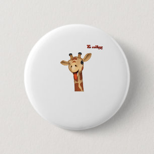 絵文字ウィンキング舌アウトgiraffe顔 缶バッジ