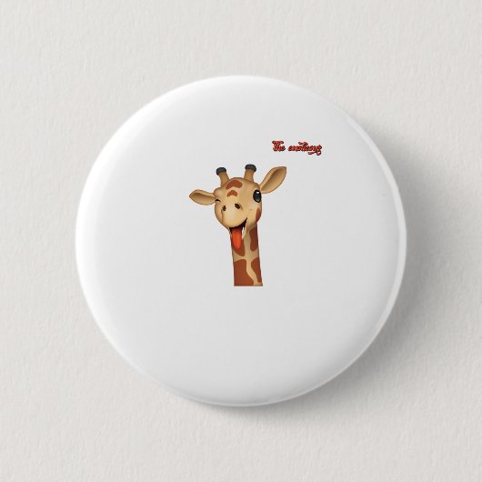 絵文字ウィンキング舌アウトgiraffe顔 缶バッジ (正面)