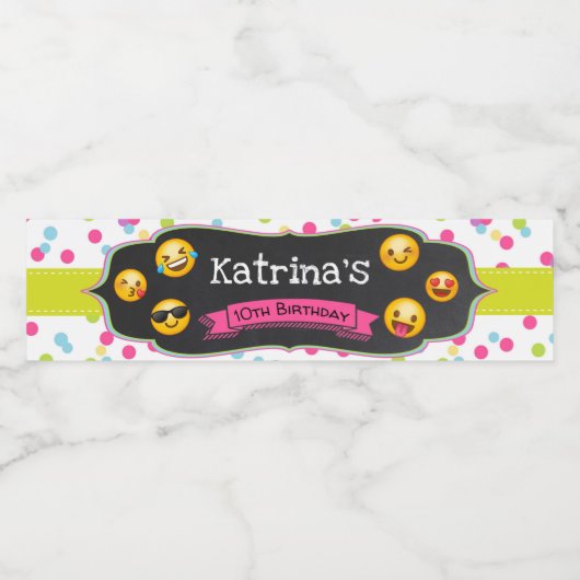 絵文字ウォーターボトルラベル水玉模様誕生日パーティー ペットボトルラベル (シングルラベル)