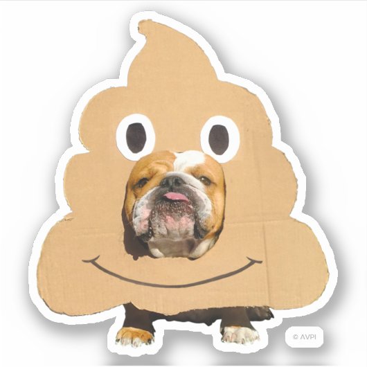 絵文字ウンチの犬 シール (正面)