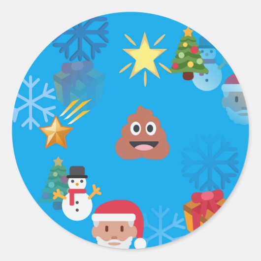 絵文字ウンチクリスマス ラウンドシール (正面)