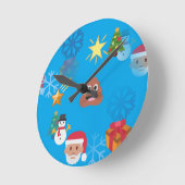 絵文字ウンチクリスマス ラウンド壁時計 (傾斜)