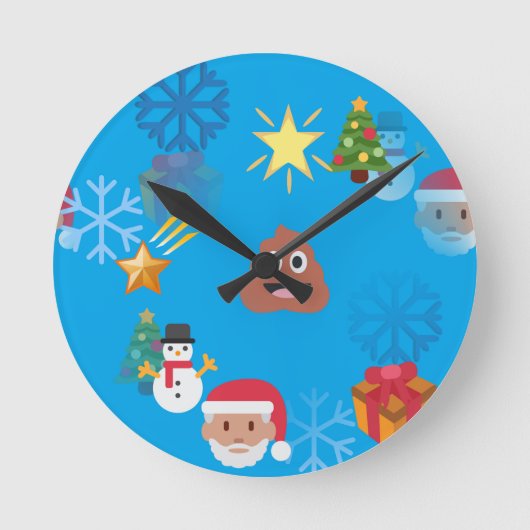 絵文字ウンチクリスマス ラウンド壁時計 (正面)