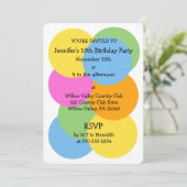 絵文字カラフル円カスタムパーティー 招待状 (スタンド正面)