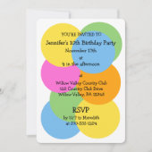 絵文字カラフル円カスタムパーティー 招待状 (正面)