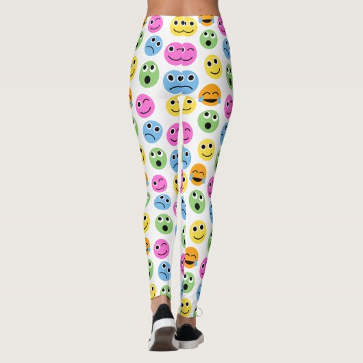 絵文字カラフル絵文字顔パターン（の模様が）あるプリント レギンス (裏面)